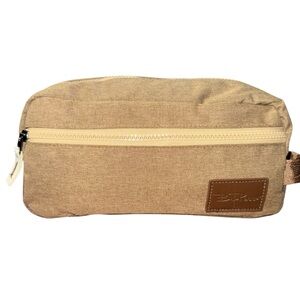📌BellRuso Tan Canvas Toiletry Dopp Kit Travel Zip Pouch 10x5
